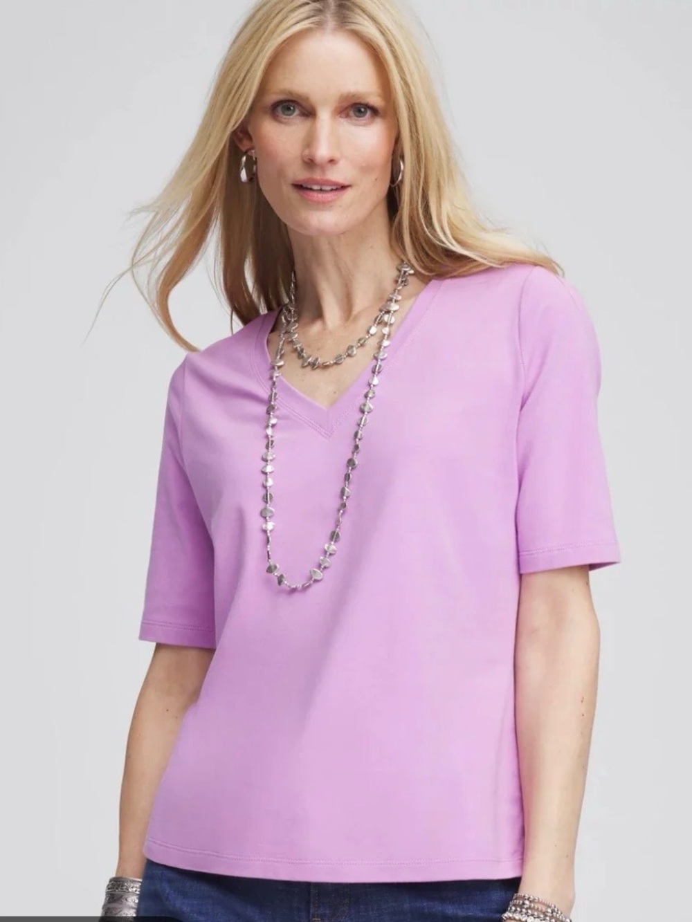 Chico's PIMA V-Neck Short Sleeve Top